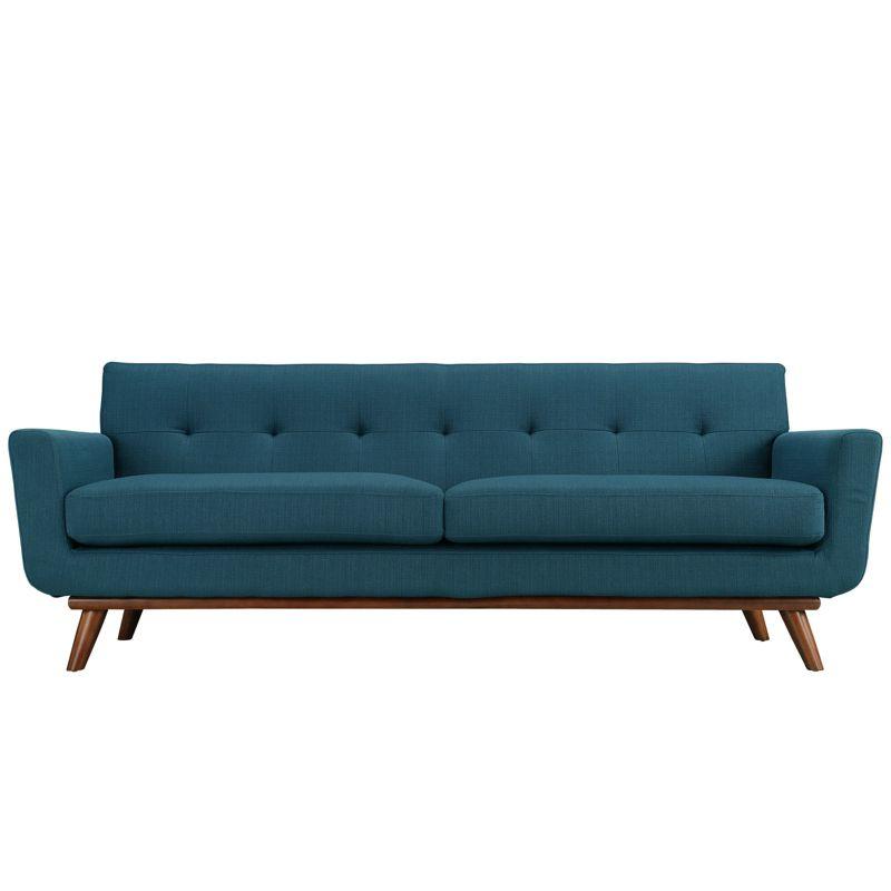 Azure Tufted Fabric Sofa with Removable Cushions