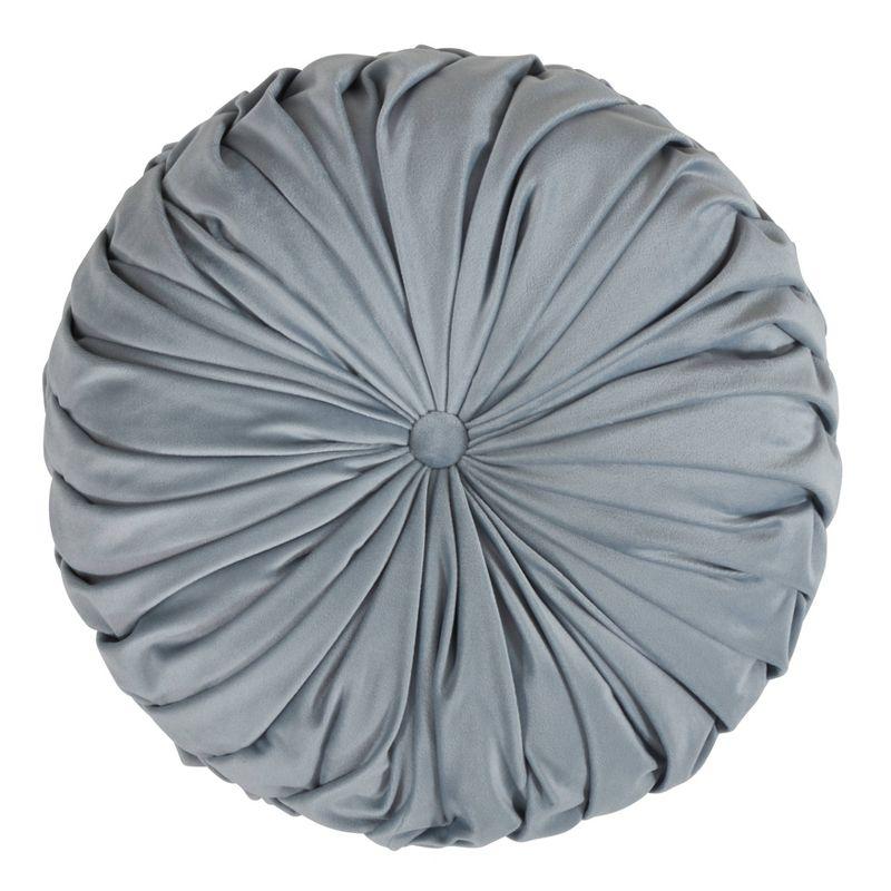 14" Velvet Pintucked Poly Filled Round Throw Pillow - Saro Lifestyle