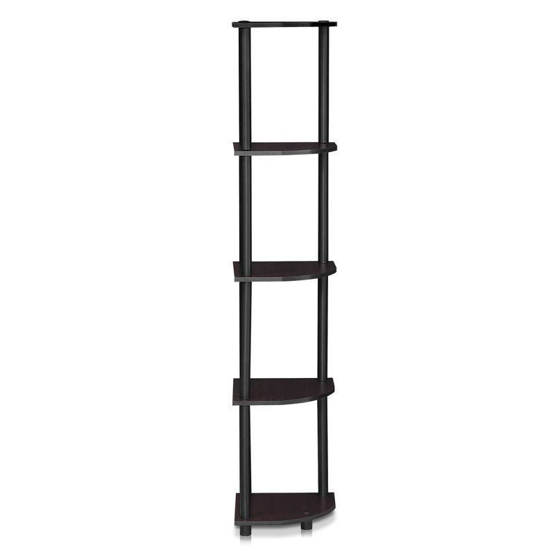 Furinno Turn-N-Tube 5 Tier Corner Display Rack Multipurpose Shelving Unit, Dark Walnut