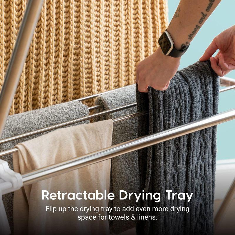IRIS USA Foldable Clothes Drying Rack with Extendable Rods for Large Laundry Loads