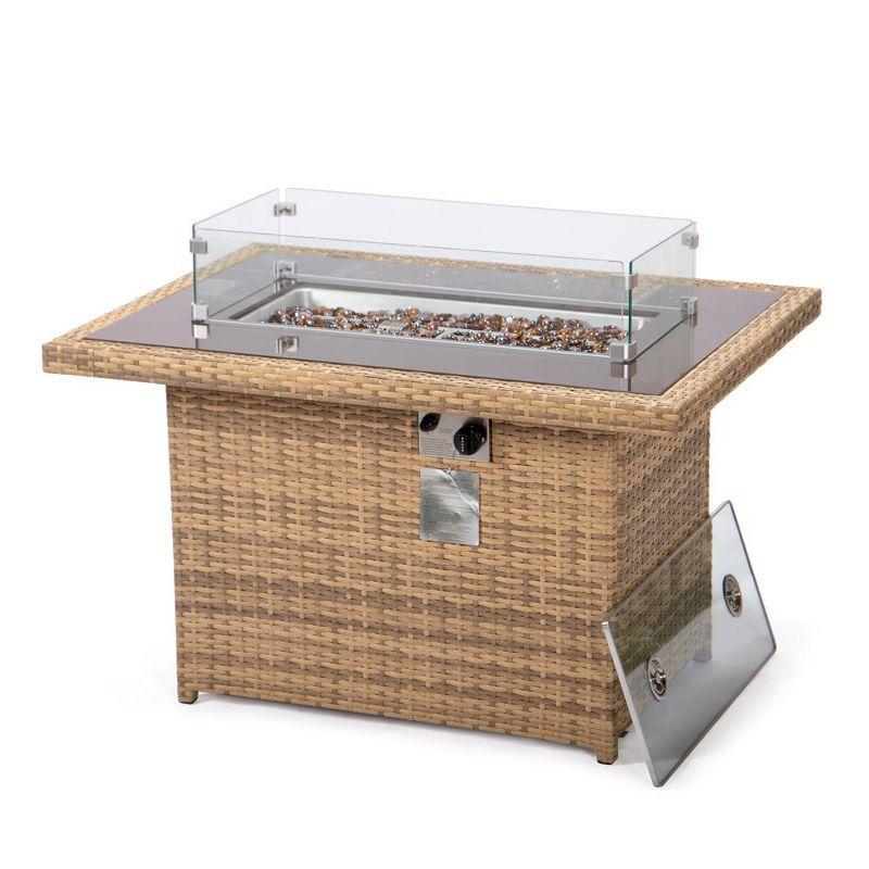 LeisureMod Mace Wicker Patio Modern Propane Fire Pit Table