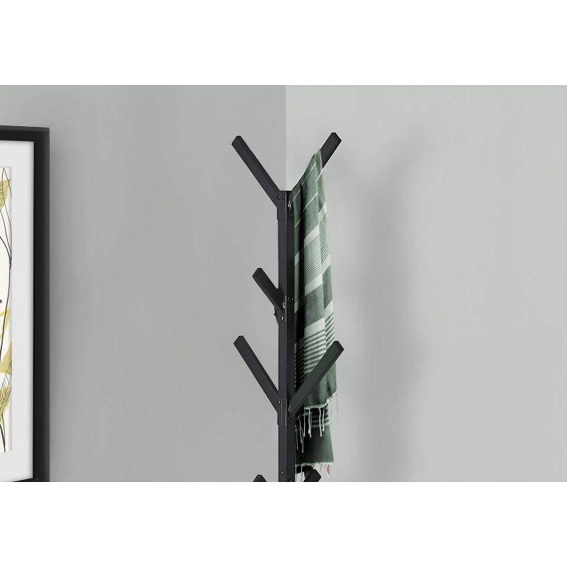 Monarch Specialties Coat Rack Hall Tree Free Standing 8 Hooks Entryway 70InchH Bedroom Metal Black Contemporary Modern