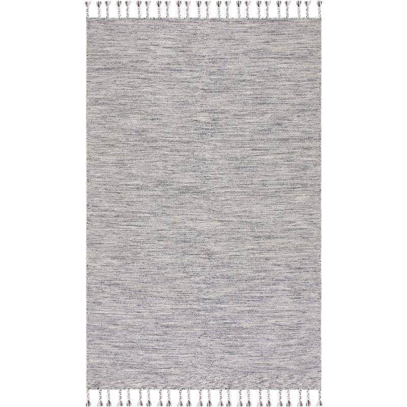 Dhurries DHU801 Hand Loomed Area Rug - Dark Grey/Beige - 5'x8' - Safavieh.