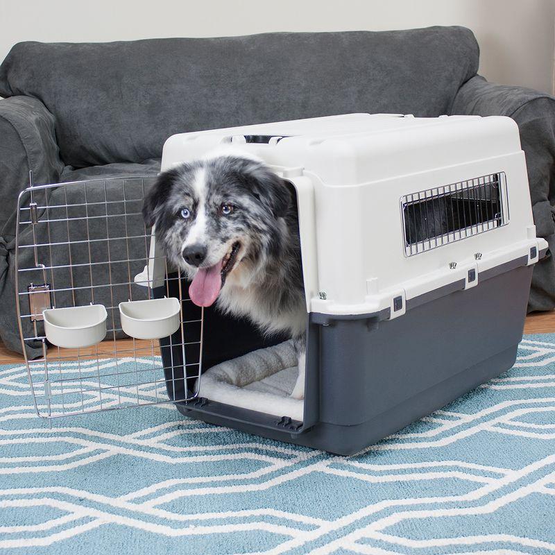 Large Beige and Gray Rolling Airline Approved Dog Crate