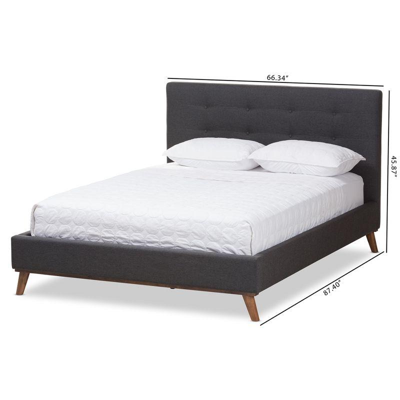 Valencia Mid Modern Fabric Platform King Bed Dark Gray - Baxton Studio: Upholstered Headboard, Tapered Legs