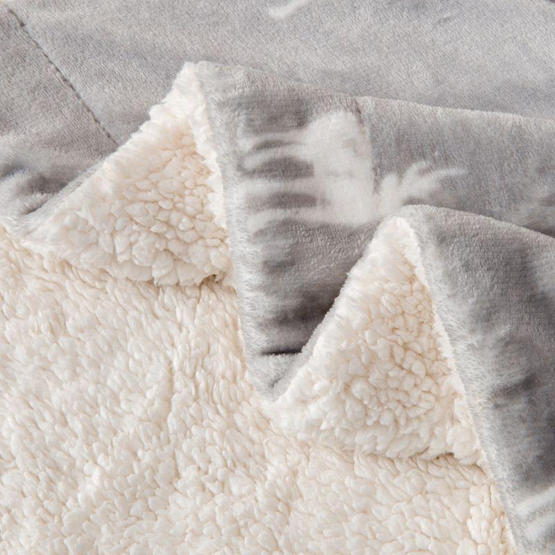 Velvet Plush Soft Fleece Reversible Throw, Warm and Comfortable Bed Blanket - Great Bay Home (Full / Queen, Grey Moose)