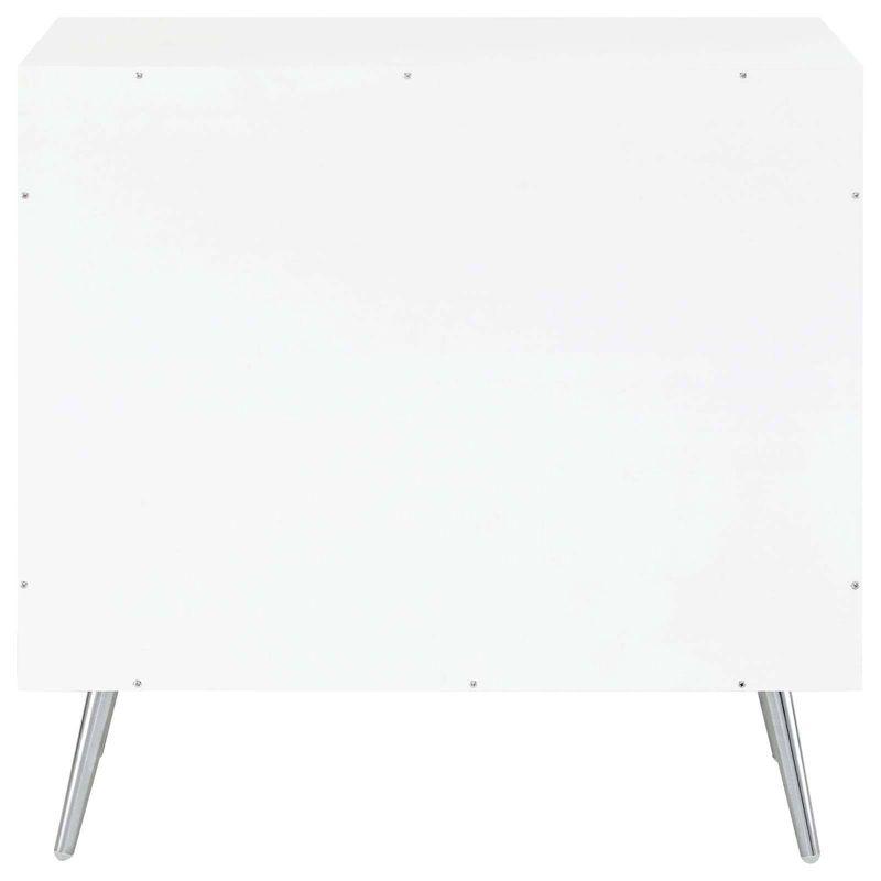 White High Gloss 2-Tier Accent Cabinet with Glass Shelf