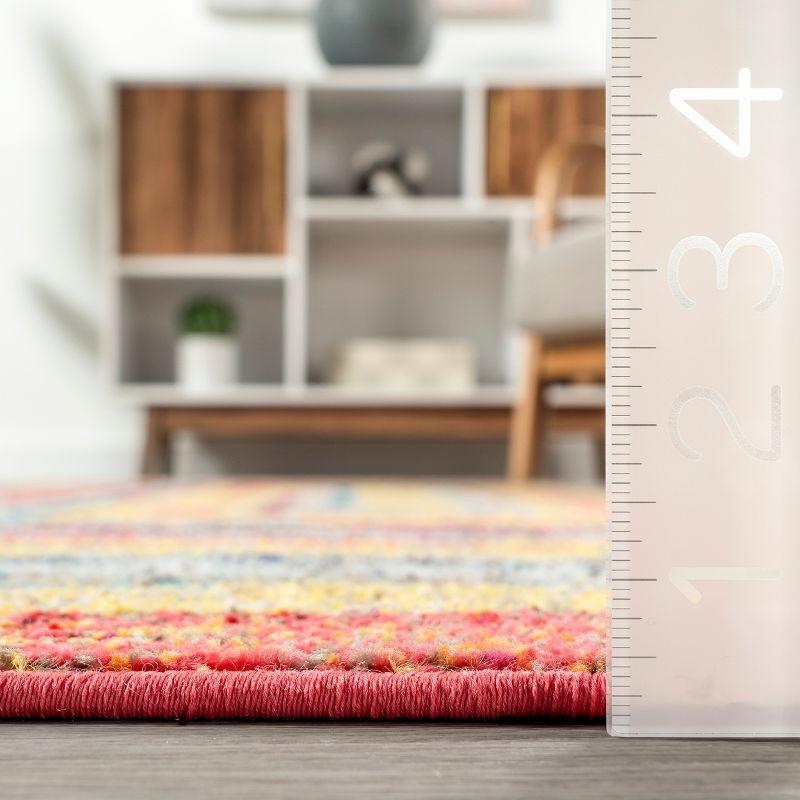 nuLOOM 5'x8' Hargis Labyrinth Area Rug Red/Pink: Contemporary Indoor Low Pile, Stain & Fade-Resistant Rug