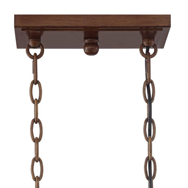 Franklin Iron Works Tafford Mahogany Wood Island Linear Pendant Chandelier 43 1/4" Wide Farmhouse Rustic 8-Light for Dining Room