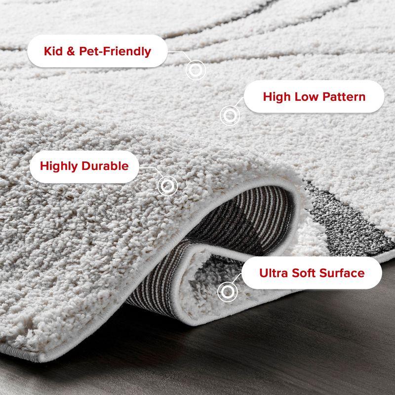 Nuloom Carolyn Abstract 3x5 Accent Shag Indoor Area Rug for Living Room Bedroom Dining Room Nursery Entryway, Beige/Grey