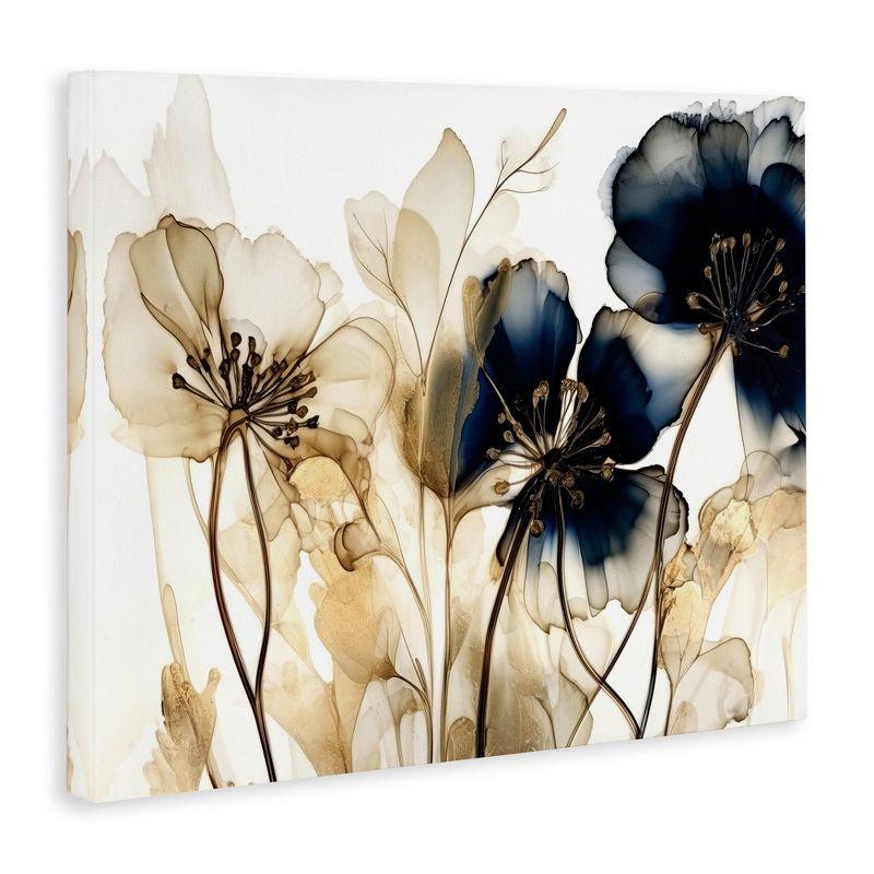 Stupell Industries Navy & Gold Flowers, 16" x 20"