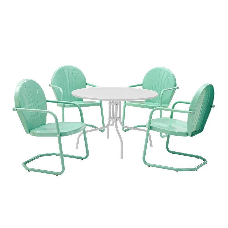 Burley Round 4 - Person 39" Long Powder Coated Steel Dining Set