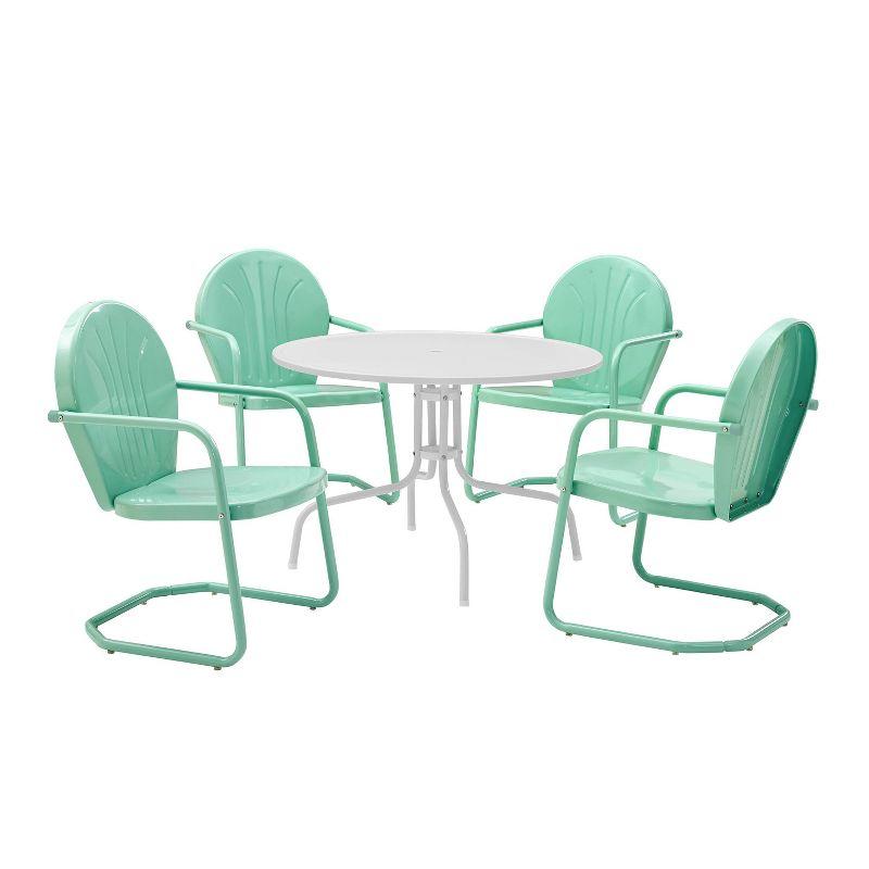 Aqua and White Metal 5-Piece Outdoor Dining Set