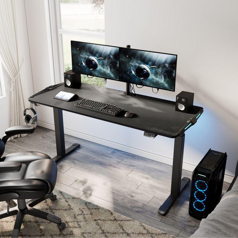 Gaming Standing Desk with RGB Lighting,65" W x 27.5" D x 29'' - 48.5" H