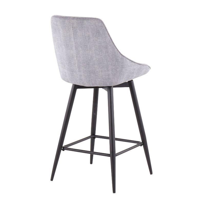 Set of 2 Diana Counter Height Barstools Gray: Velvet Upholstery, Swivel, Armless - LumiSource