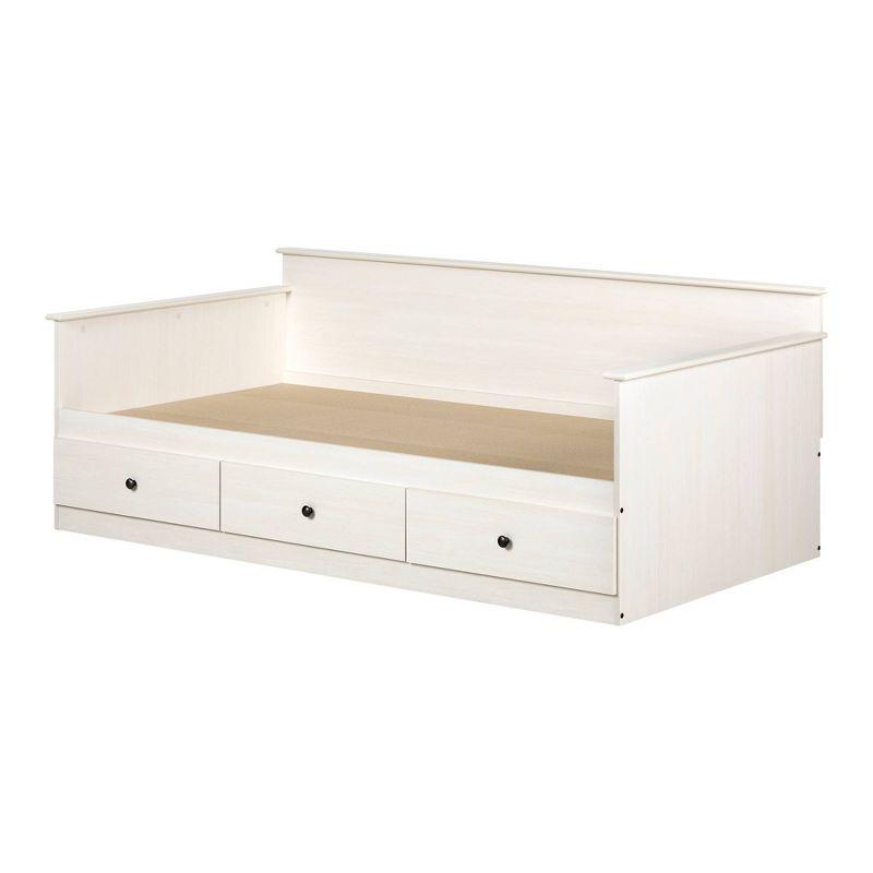 White Wash Twin Daybed with 3 Storage Drawers