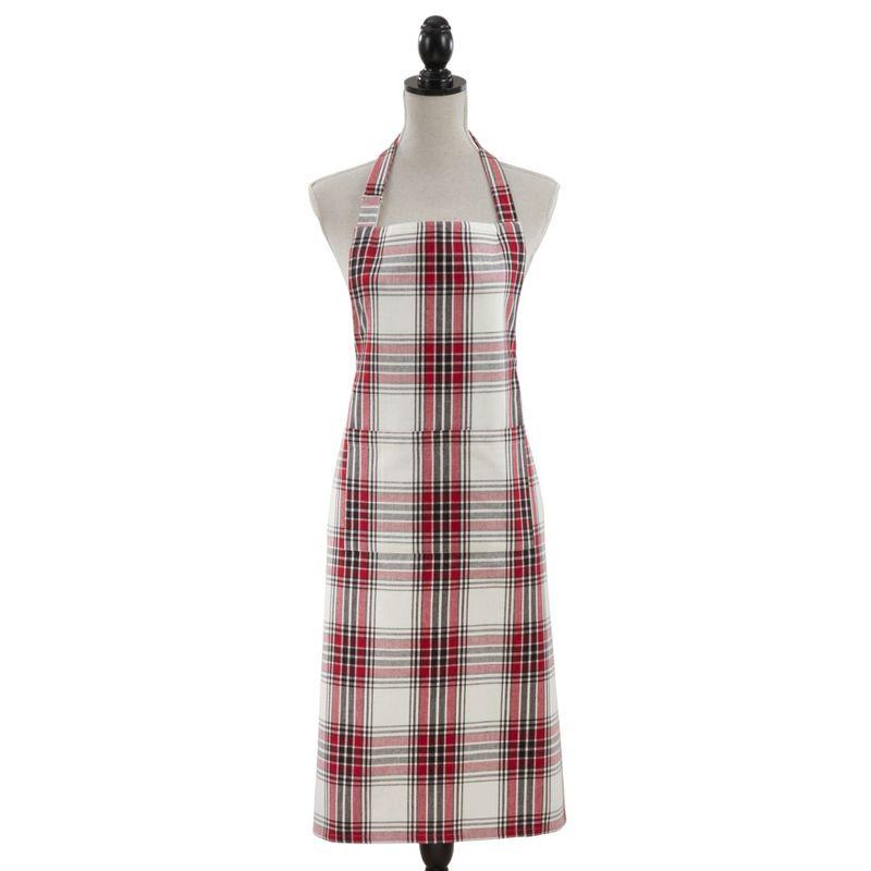 Red and White Plaid Cotton Kitchen Apron