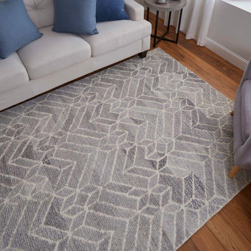 Asher Transitional Handmade Geometric Gray Wool Area Rug 3'6" x 5'6"