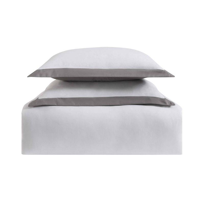 White and Gray Full/Queen Modern Duvet Cover Set with Decorative Pillows