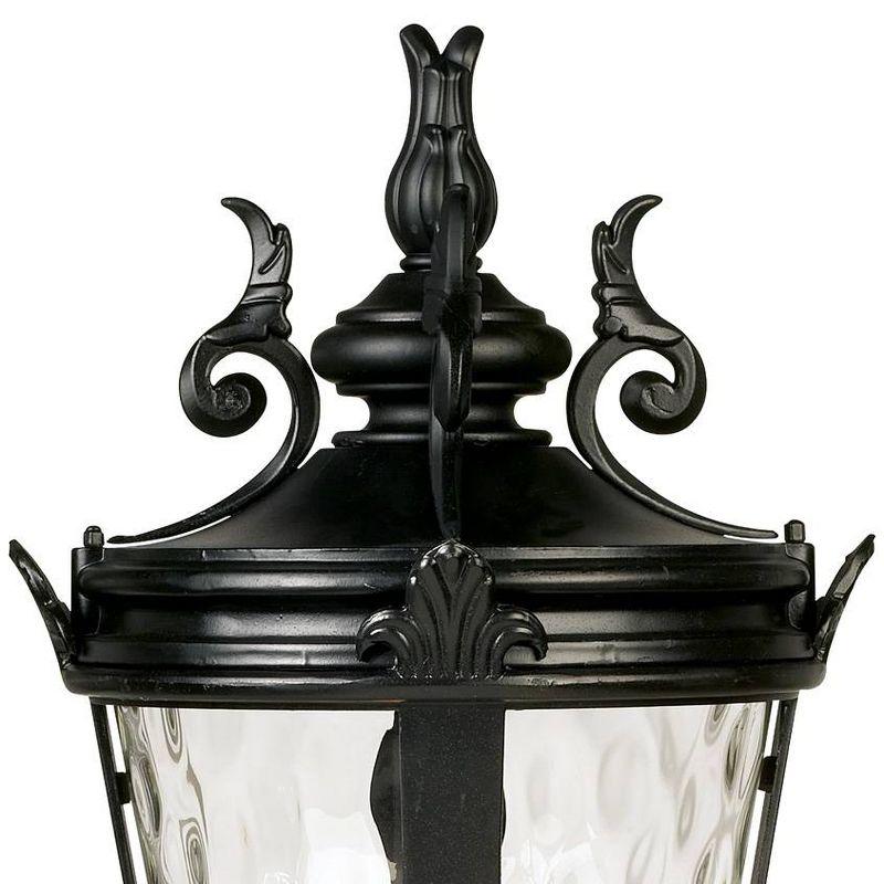 John Timberland Casa Marseille Vintage Outdoor Post Light Textured Black with Pier Mount 29" Clear Hammered Glass for Exterior Barn Deck House Porch