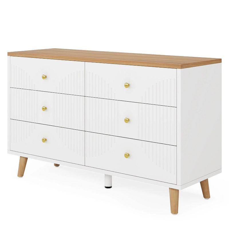 Hommoo 47 Inches Long 6 Drawer Double Dresser White