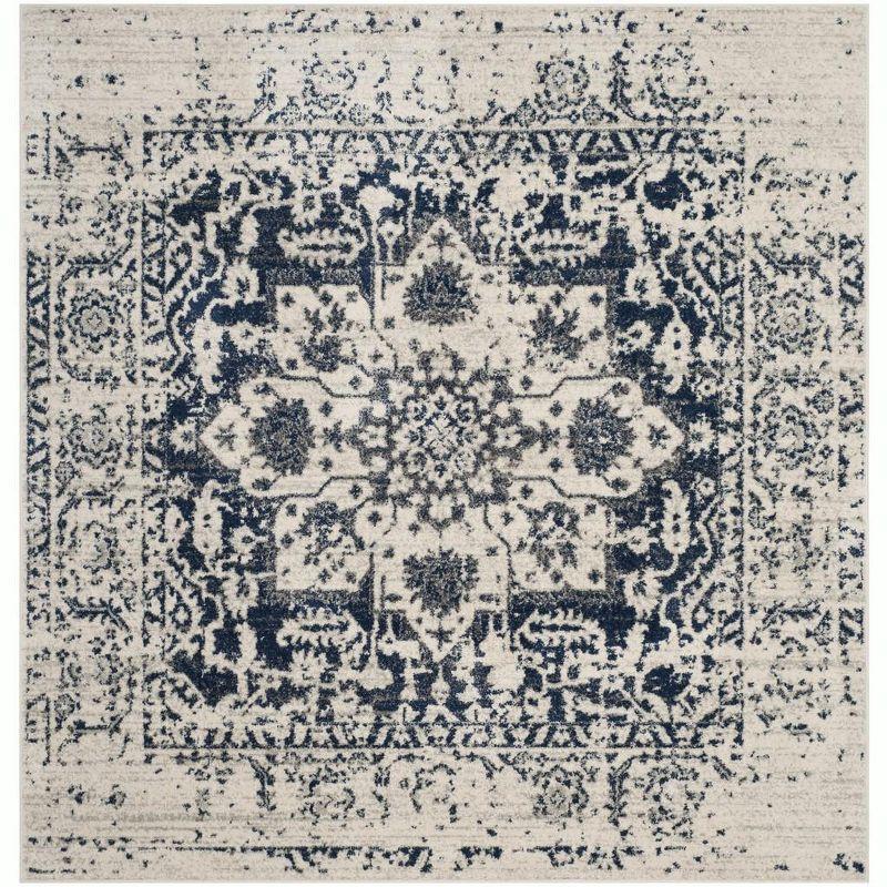 Ivory Elegance 6'7" Square Synthetic Easy-Care Area Rug
