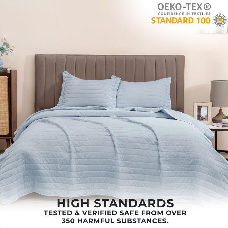 FreshFolds Solid Stitched Microfiber Quilt Set with Shams