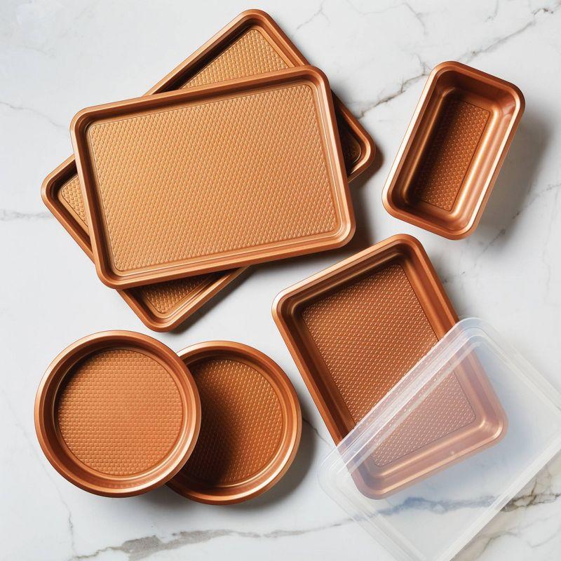 Ayesha Curry Ayesha Curry Bakeware Nonstick Cookie Pan, Loaf Pan, And Cake Pan Set, 7-Piece, Copper