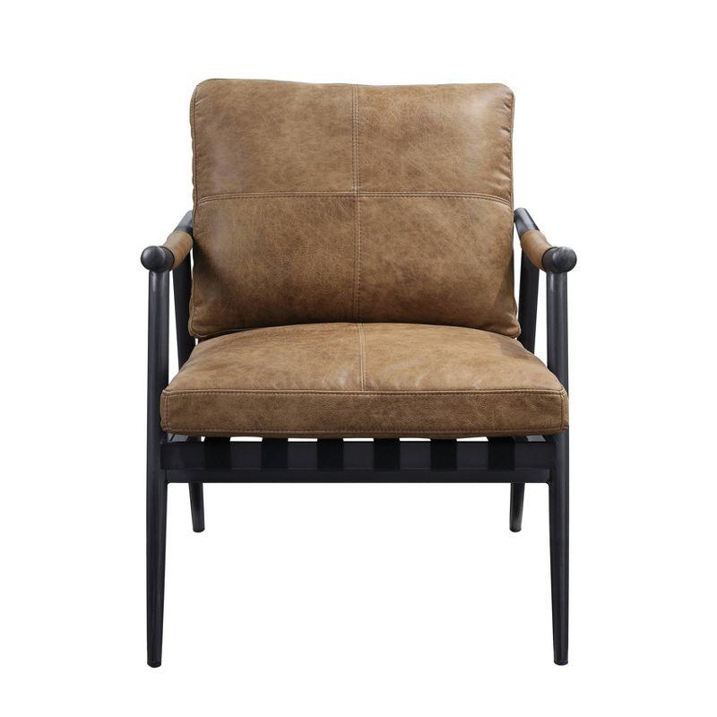 Anzan Chestnut Leather and Matte Iron Accent Chair