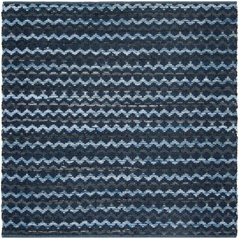 Montauk MTK120 Hand Woven Indoor Accent Rug - Navy Blue/Black - 4'x4' - Safavieh