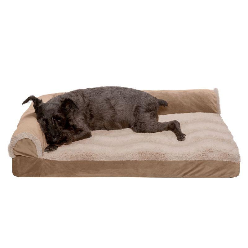 FurHaven Wave Fur and Velvet Orthopedic Deluxe Chaise Lounge Pet Bed