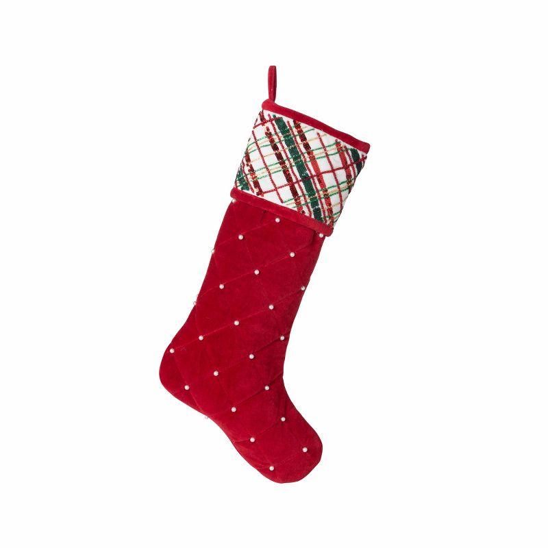 Holiday Cheer Red and Green Plaid Cotton Stocking