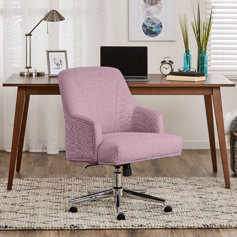Serta Style Leighton Home Office Chair Fresh Lilac : Upholstered, Adjustable, with Fixed Arms & Wood Frame