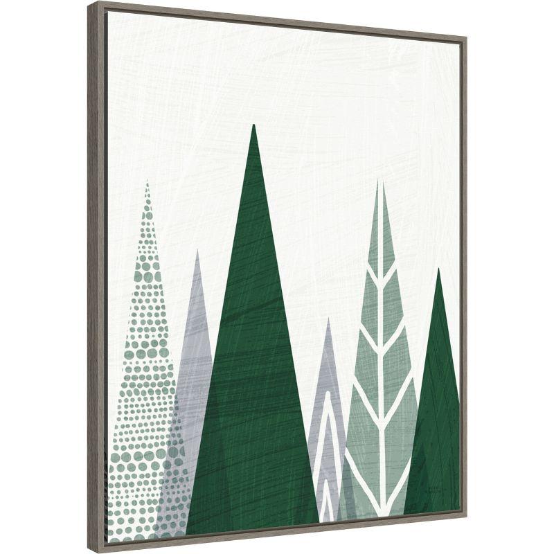 Amanti Art Geometric Forest II Green Gray by Michael Mullan Canvas Wall Art Print Framed 23-in. x 28-in.