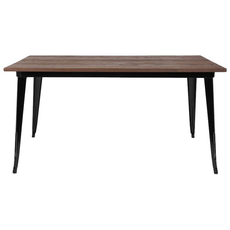 Rustic Elmwood 60'' Black Metal Rectangular Cafe Dining Table