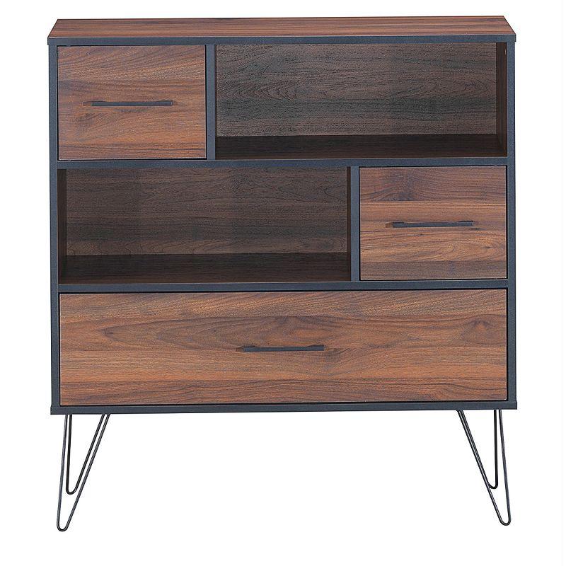 Tangkula Multipurpose Sideboard Storage Cabinet Unit w/Metal Leg &Drawer Walnut