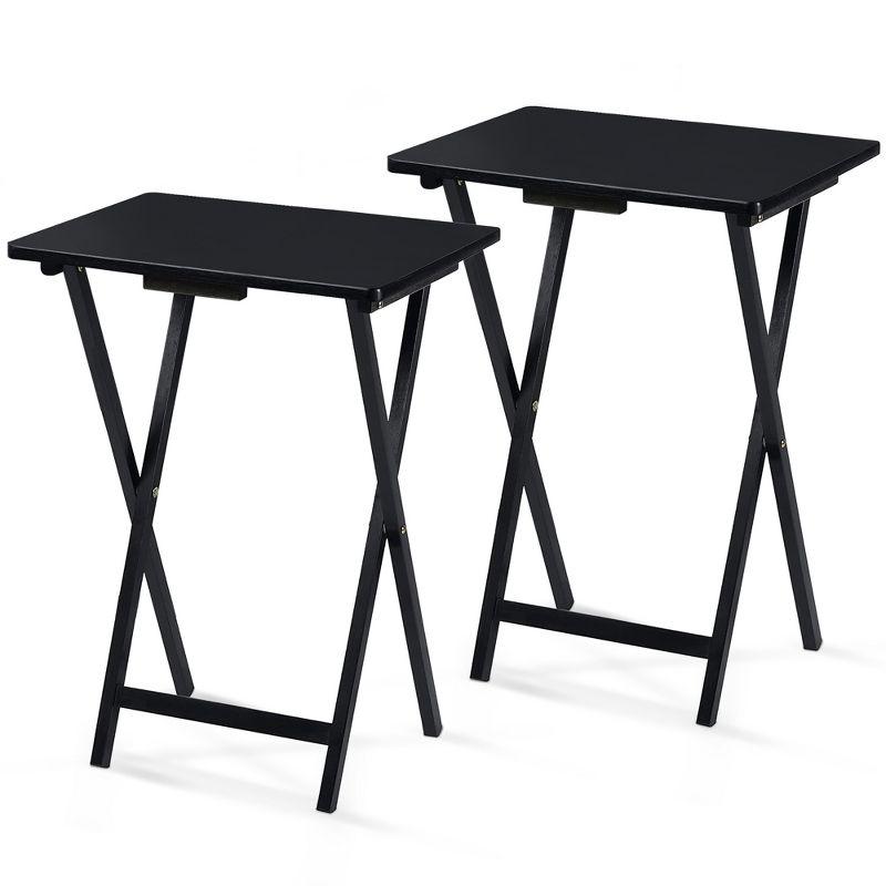 PJ Wood 19.09'' Solid Wood Rectangular Portable Folding Table (Set of 2)