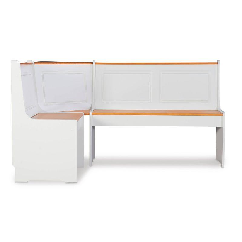 5pc Ardmore Breakfast Storage Corner Nook Dining Set Wood/White/Natural - Linon: Chic Farmhouse Style, Seats 6