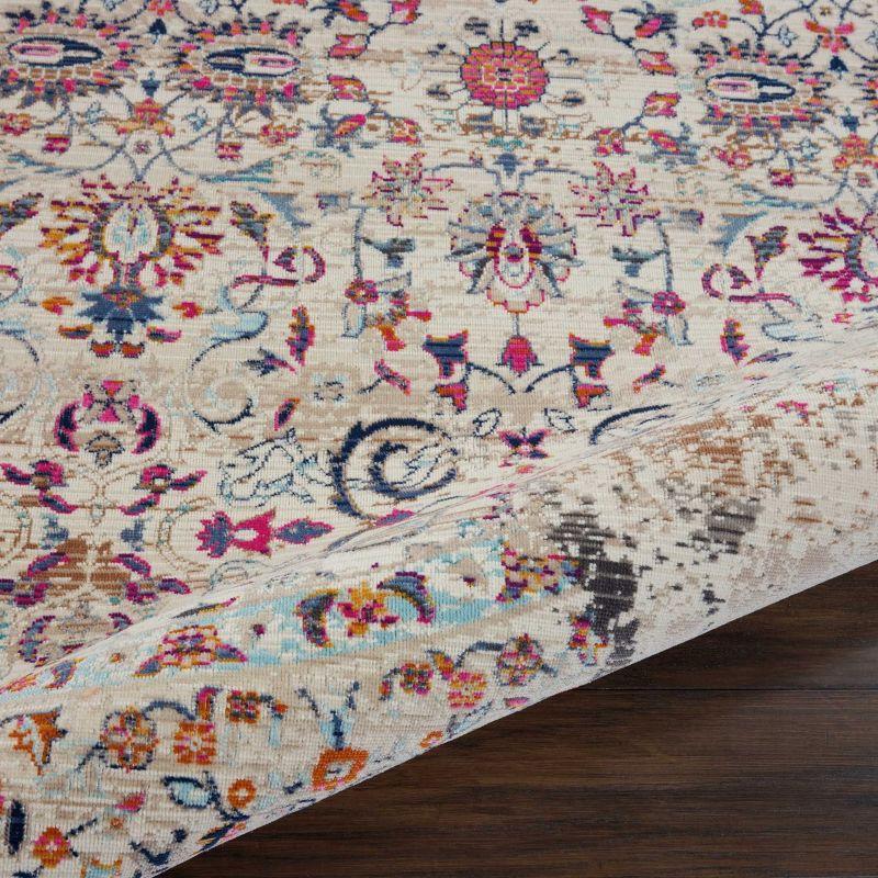Nourison Vintage Kashan VKA02 Ivory/Light Blue/Orange Indoor Area Rug - 6' x ROUND