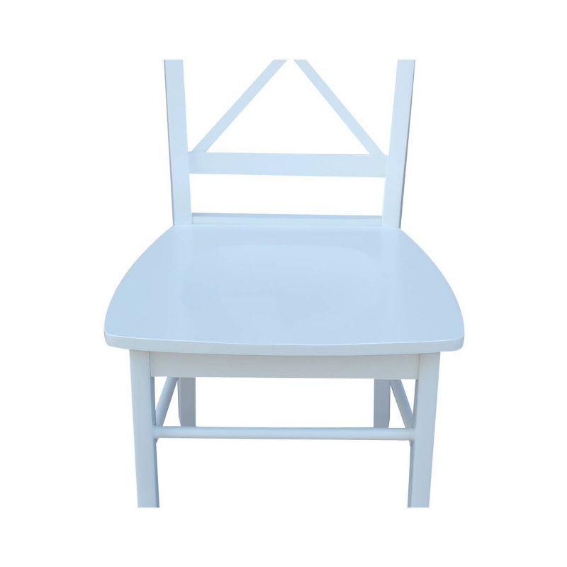 White High Cross Back Solid Wood Side Chair