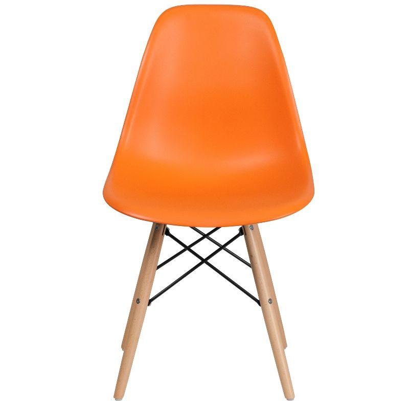 Flash Furniture Elon Series Plastic Chair with Wooden Legs for Versatile Kitchen, Dining Room, Living Room, Library or Desk Use