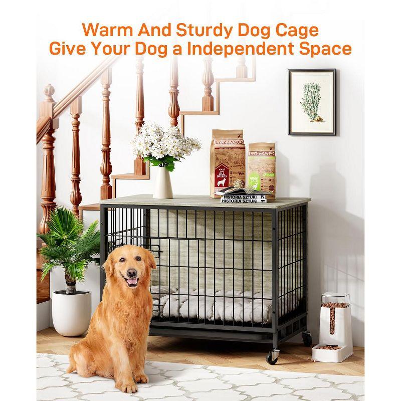 Tucker Murphy Pet™ Dog Crate Furniture, Removable Tray And Wheels