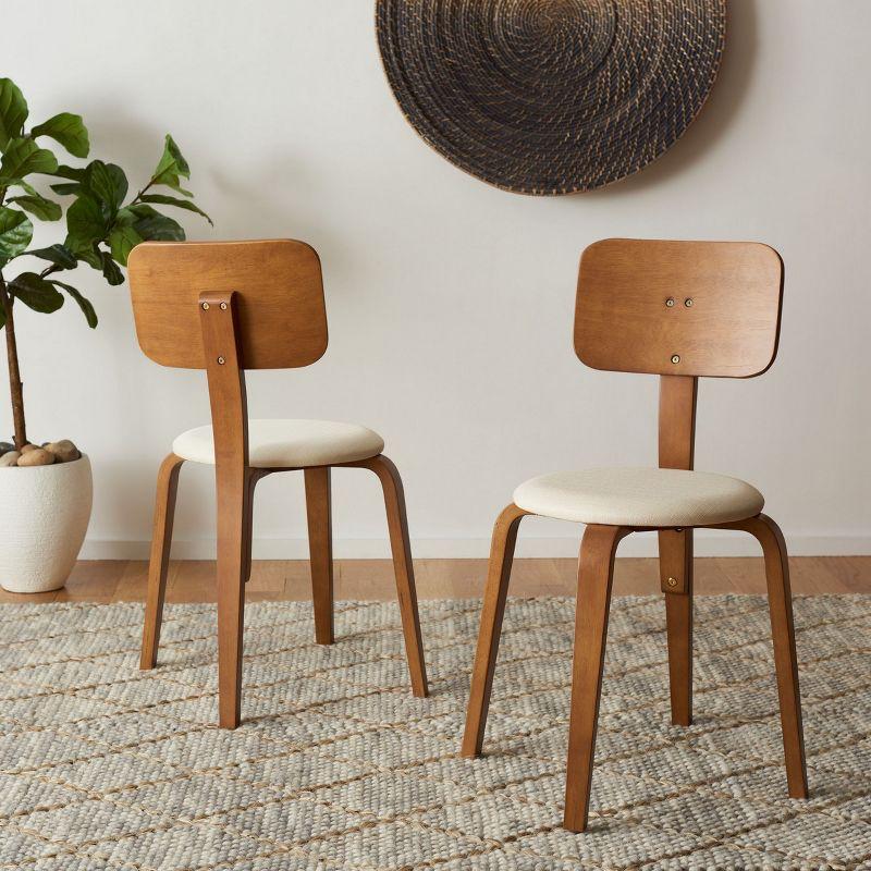 Jo Stackable Upholstered Dining Chairs (Set of 2) - DCH1010 - Walnut/Cream - Safavieh