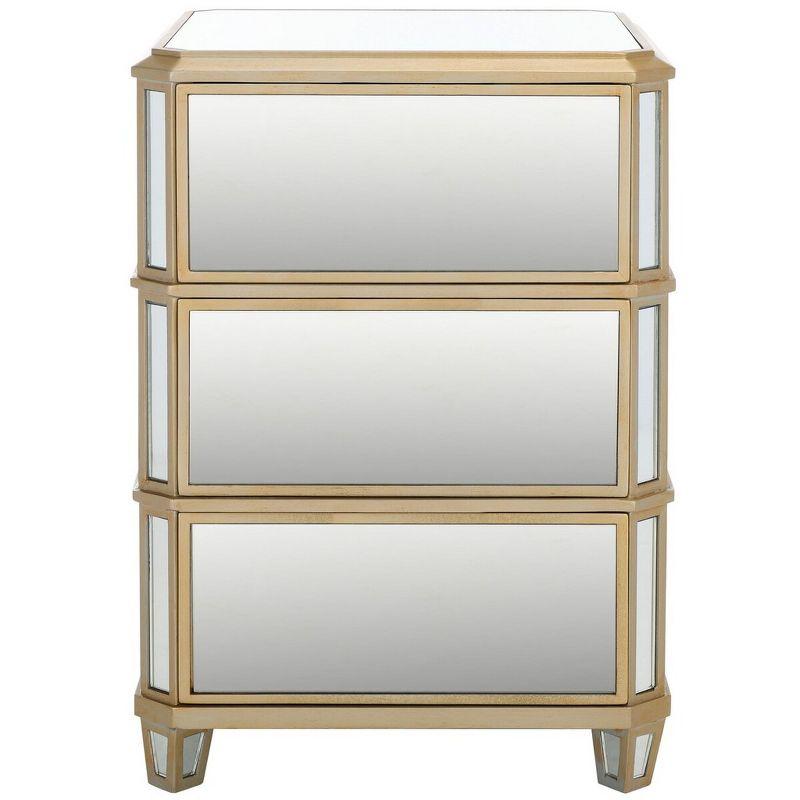 Transitional 3-Drawer Mirrored Nightstand in Transparent Finish