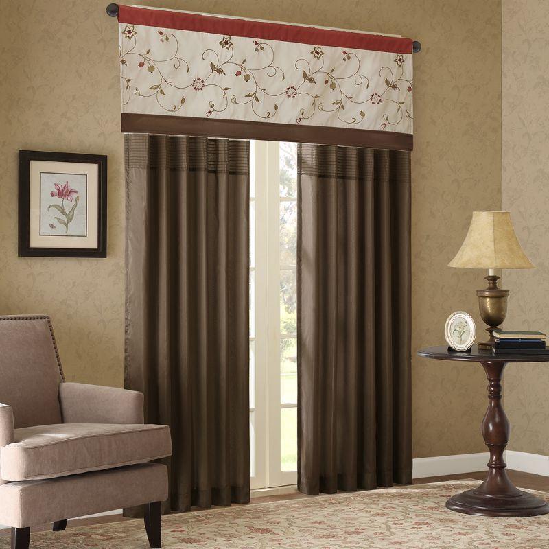 Madison Park Serene Floral Embroidered 50'' W Window Valance