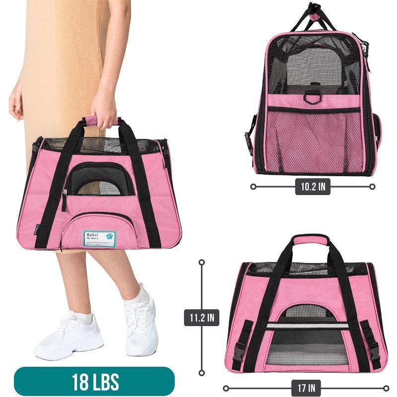 Pink Soft-Sided Airline Approved Pet Carrier for Small Breeds