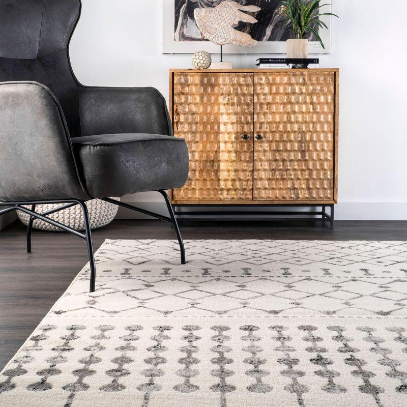 Nuloom 7x9 Zola Geometric Moroccan Indoor Area Rug, Grey, Faded Bohemian Design, Stain Resistant, BedroomLiving Room, Kitchen,