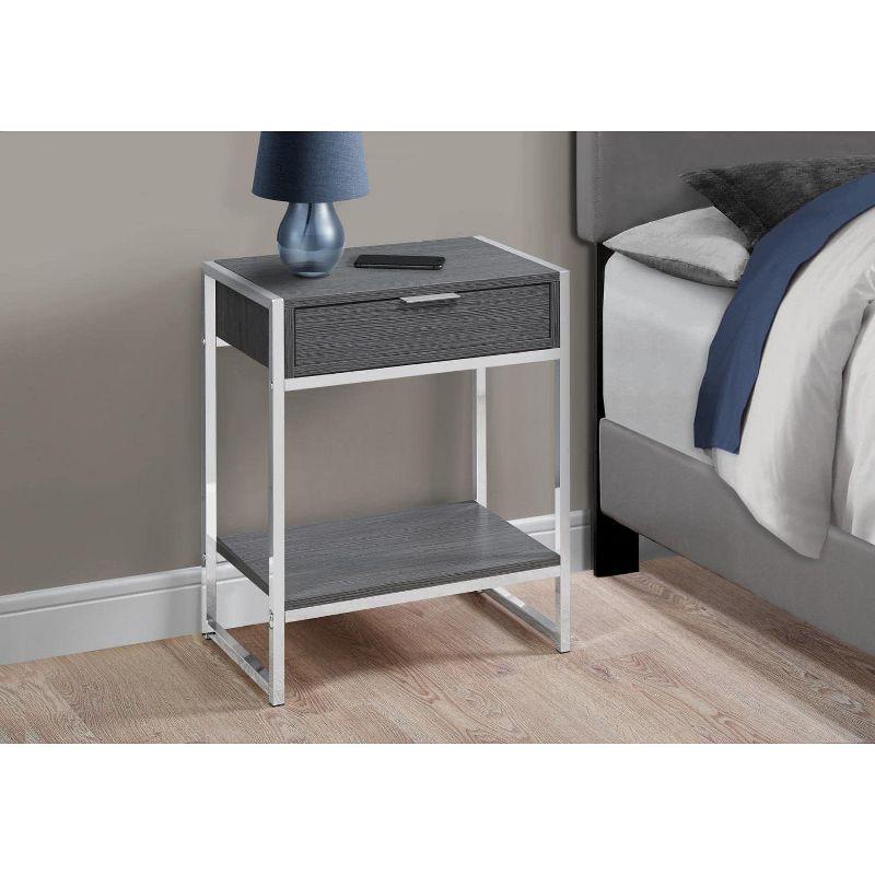 Monarch Specialties ACCENT TABLE - 24H / GREY / CHROME METAL