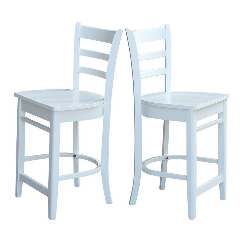 24" Emily Counter Height Barstool White - International Concepts: Hardwood Frame, Ladder-Back Design, Kitchen-Compatible