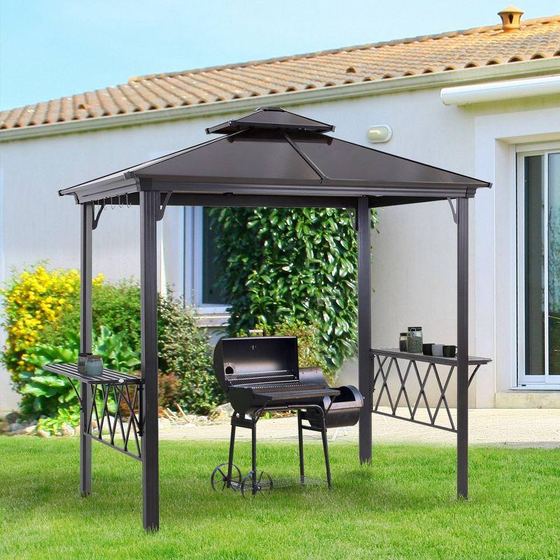 Outsunny 9' x 5' Black Hardtop BBQ Grill Gazebo